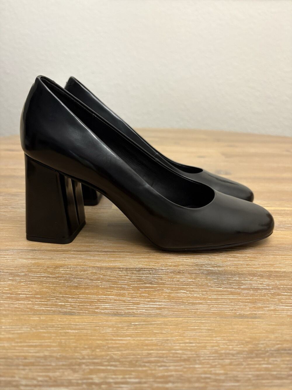 Geox Respira Women’s Black Leather Block Heel Pumps Size US 7/37.5 Comfort Shoes